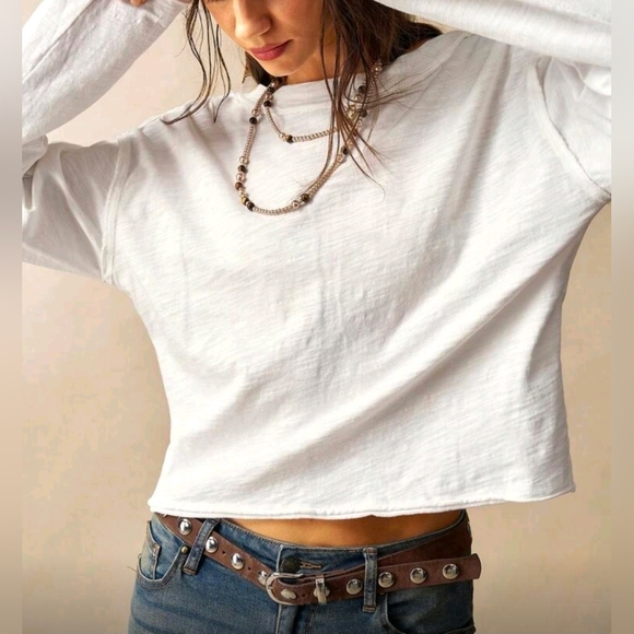 New Reversible Cotton V Neck Button Down Knit Tee Shirt Top Long Sleeve White - Picture 2 of 10
